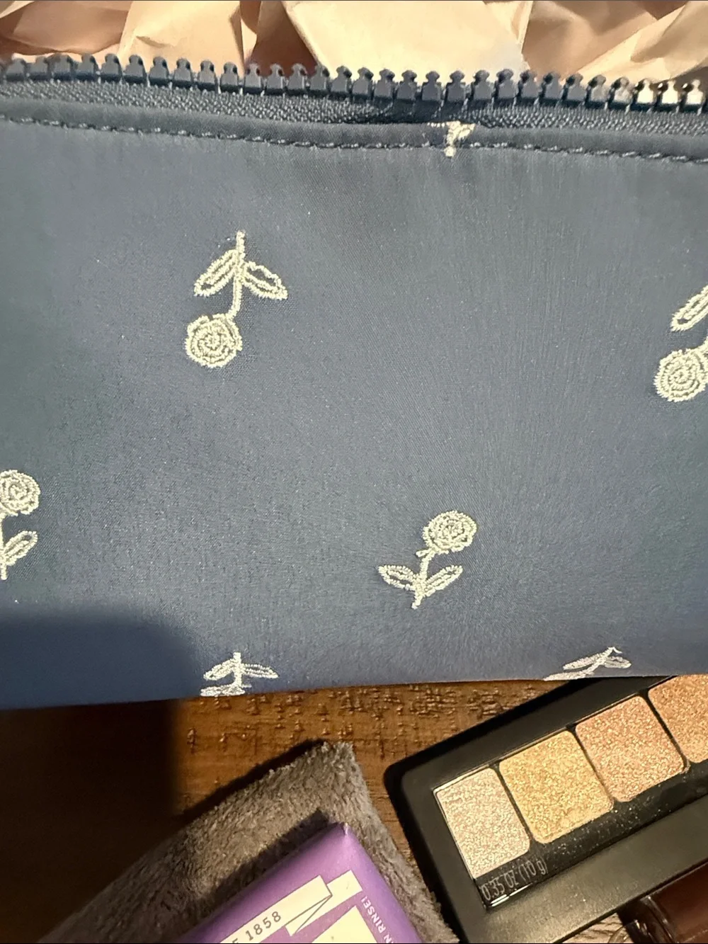 10 piece Beauty Bundle #1 Blue Floral Cosmetic Toiletry Bag -